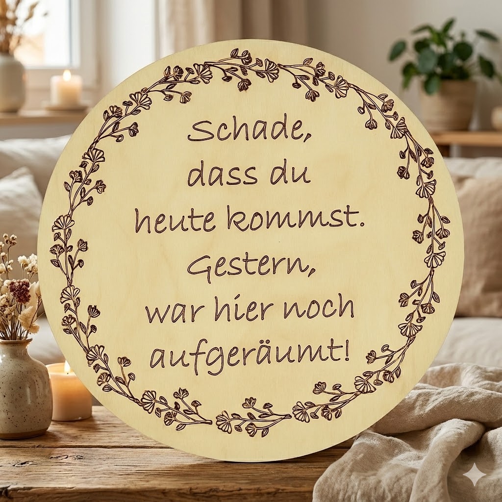 holzschild rund – individuell gelasert